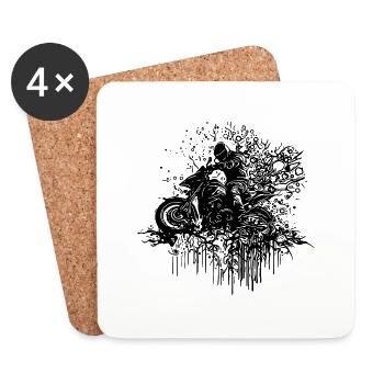 Offroad Motorradfahrer Outdoor Geländefahrt Style - Untersetzer (4er-Set) - Weiß - Vorne