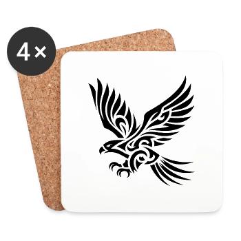 Eleganter Tribal Adler auf Tattoo Schwingen - Untersetzer (4er-Set) - Weiß - Vorne