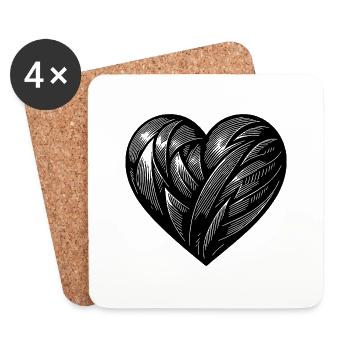 Elegantes Tattoo Herz - Untersetzer (4er-Set) - Weiß - Vorne