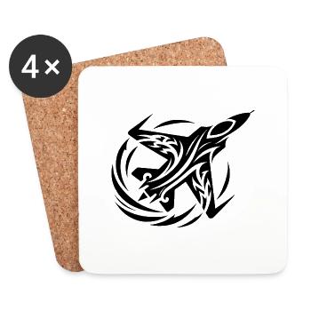 Model Airplane Remote Controlled Fighter Aircraft - Coasters (set of 4) - white - Front