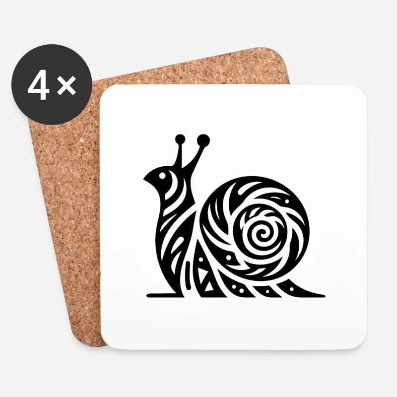 Neugierige Schnecke mit Haus im Tattoo Style - Untersetzer (4er-Set) - Weiß