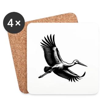 Fliegender Storch im eleganten Segelflug - Untersetzer (4er-Set) - Weiß - Vorne