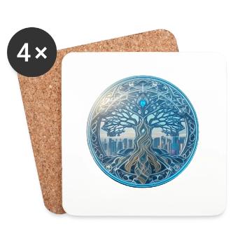 Tree of Life ,Tree of Life,Blue,Futuristic - Coasters (set of 4) - white - Front