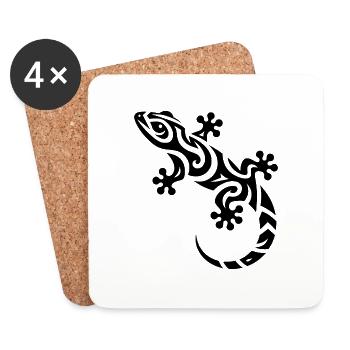 Süsser kleiner Gecko im Tribal Tattoo Style - Untersetzer (4er-Set) - Weiß - Vorne