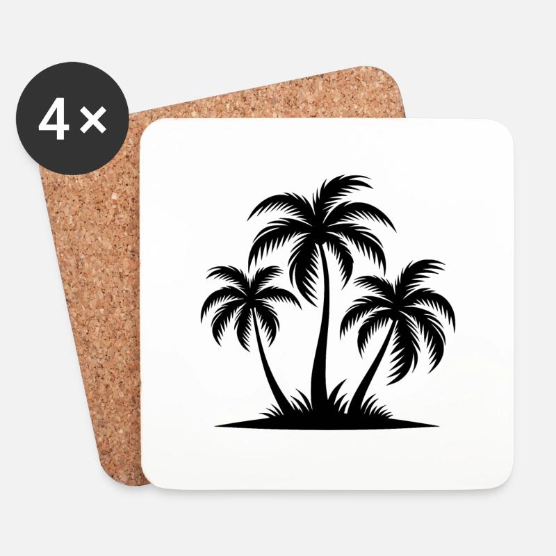 Beach Strand Hawaii Insel Palmen - Untersetzer (4er-Set) - Weiß