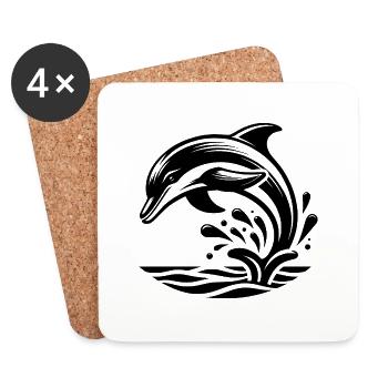 Elegant Jumping Tattoo Dolphin - Coasters (set of 4) - white - Front