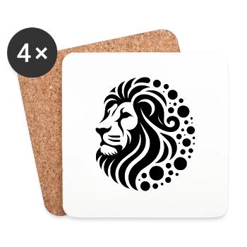 Proud lion's head with mane - Coasters (set of 4) - white - Front