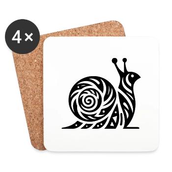 Schnecke mit Haus im Tribal Tattoo Style - Untersetzer (4er-Set) - Weiß - Vorne