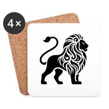 Lion tatoué élégant à la crinière puissante - Dessous de verre (lot de 4) - blanc - Devant
