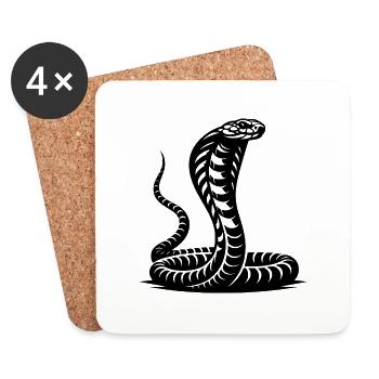 Schlange Cobra Nackenschild Drohhaltung Design - Untersetzer (4er-Set) - Weiß - Vorne