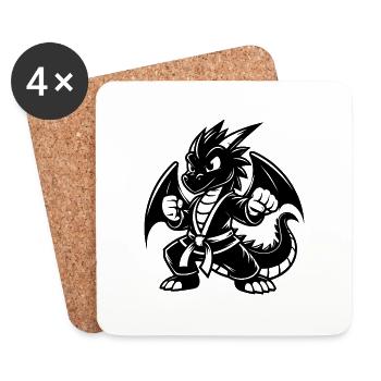 Stolzer Karate Flügel Drache Cartoon Style - Untersetzer (4er-Set) - Weiß - Vorne