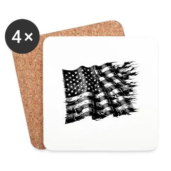 Vintage USA Flagge Tattoo Style - Untersetzer (4er-Set) - Weiß - Vorne