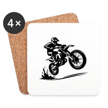 Gelände Maschine im Sprung Hobby Enduro Motorsport - Untersetzer (4er-Set) - Weiß - Vorne