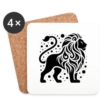 Proud lion with wild mane - Coasters (set of 4) - white - Front