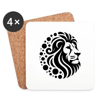 Proud lion's head with wild mane - Coasters (set of 4) - white - Front