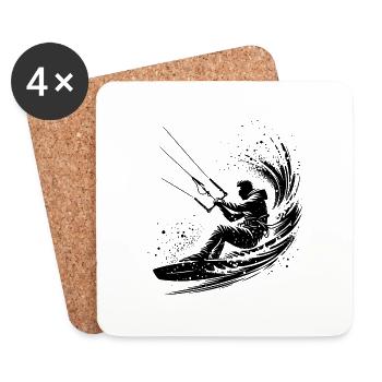 Sport Kite Surfer Without Kite Splash Sea Water - Coasters (set of 4) - white - Front
