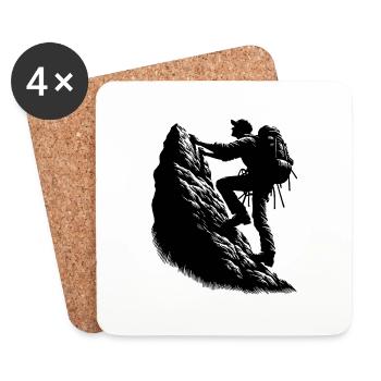 Wanderer beim Klettern am Berggipfel Felsen - Untersetzer (4er-Set) - Weiß - Vorne