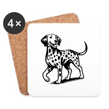 Vierbeiner Hunde Flecken Dalmatiner Porträt - Untersetzer (4er-Set) - Weiß - Vorne