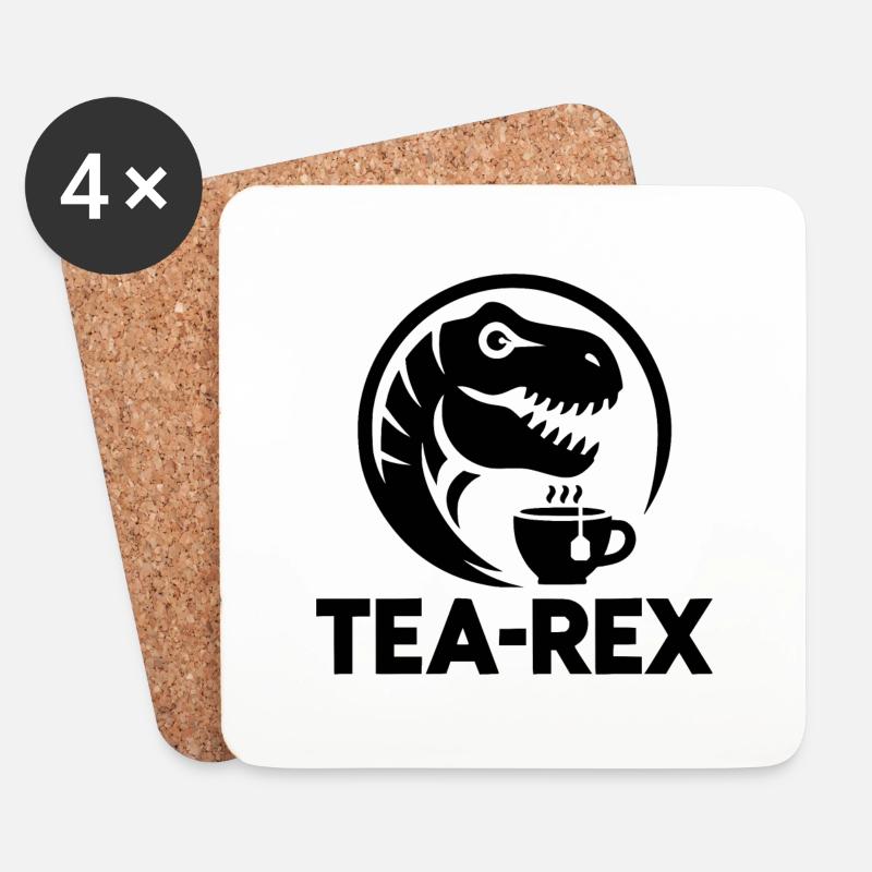 Tierischer Büro Humor Lustiges Tea-Rex Logo - Untersetzer (4er-Set) - Weiß