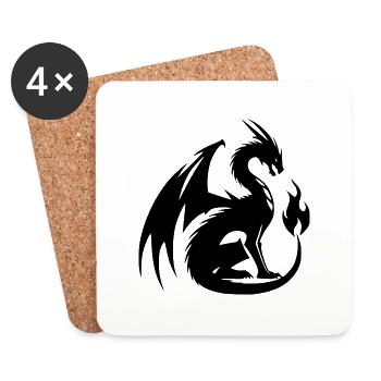 Wütender Drache mit gewaltigen Flügeln und Flamme - Untersetzer (4er-Set) - Weiß - Vorne