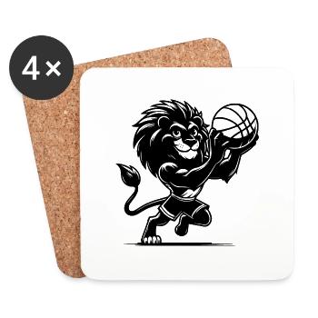 Cleverer Löwe mit Basketball beim Korbwurf - Untersetzer (4er-Set) - Weiß - Vorne