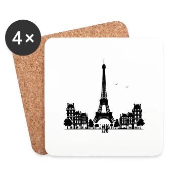 Frankreich Romantisches Paris Eifelturm Aussicht - Untersetzer (4er-Set) - Weiß - Vorne