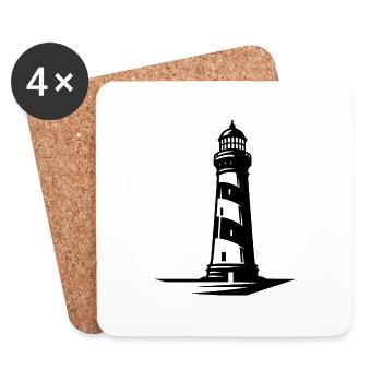 Alter einsamer gestreifter Küsten Leuchtturm - Untersetzer (4er-Set) - Weiß - Vorne