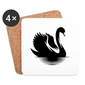 Schöne Schwan Silhouette Portrait - Untersetzer (4er-Set) - Weiß - Vorne