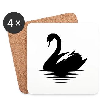 Großer Wasservogel Schwan Portrait - Untersetzer (4er-Set) - Weiß - Vorne