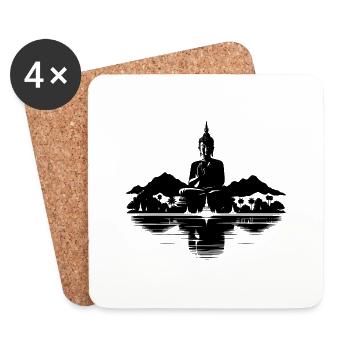 Thailand Buddhistische Tempel Landschaft - Untersetzer (4er-Set) - Weiß - Vorne