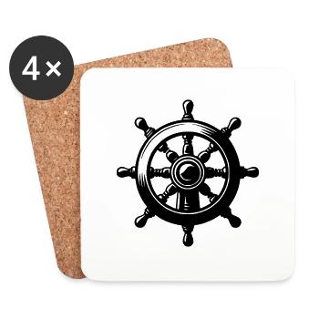 Seefahrt Ruderwache Klassisches Schiff Steuerrad - Untersetzer (4er-Set) - Weiß - Vorne