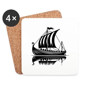Starkes Wikinger Drachenboot mit Segel - Untersetzer (4er-Set) - Weiß - Vorne