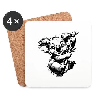 Australischer Kinder Koala Bleistift Zeichnung - Untersetzer (4er-Set) - Weiß - Vorne
