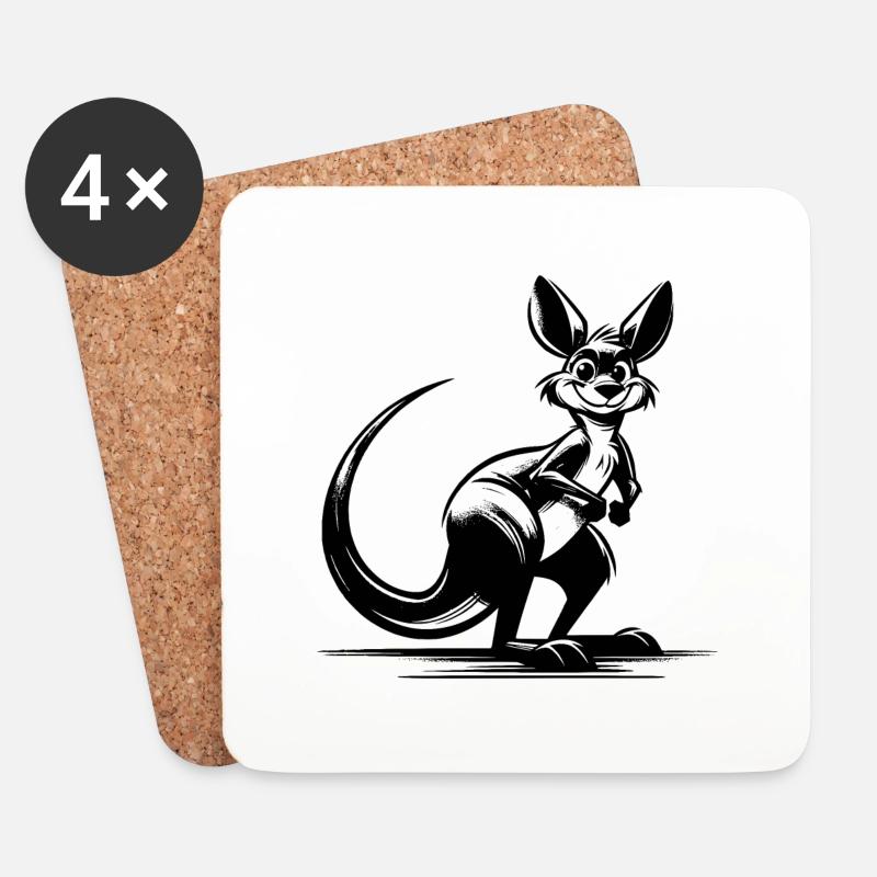 Australisches lächelndes Känguru - Untersetzer (4er-Set) - Weiß
