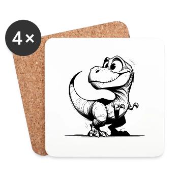 Kleiner süsser T-Rex - Dinosaurier Skizze - Untersetzer (4er-Set) - Weiß - Vorne