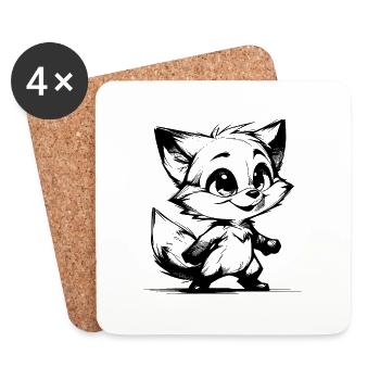 Süsser Baby Kinder Fuchs Bleistift Skizze - Untersetzer (4er-Set) - Weiß - Vorne