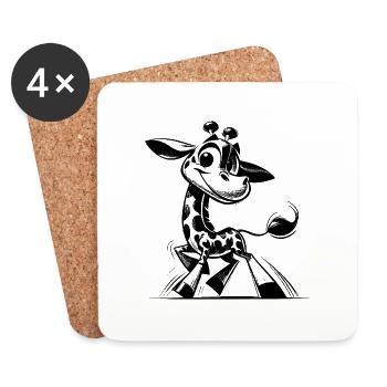 Drawing of a little cute baby giraffe - Coasters (set of 4) - white - Front