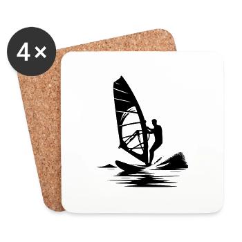 Surf technique with wind power, wind and sea breeze - Coasters (set of 4) - white - Front