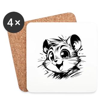 Cheerful Children Hamster Drawing - Coasters (set of 4) - white - Front