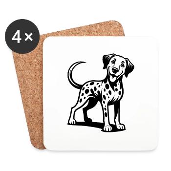 Drôle de chien dalmatien câlin à quatre pattes - Dessous de verre (lot de 4) - blanc - Devant