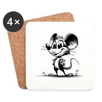 Baby Mouse Kids Pencil Sketch - Coasters (set of 4) - white - Front