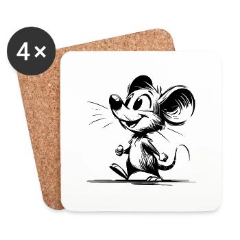 Mignon Petit Crayon Style Enfants Souris Croquis - Dessous de verre (lot de 4) - blanc - Devant