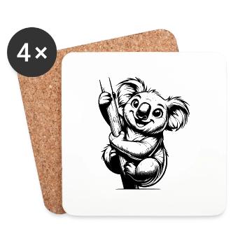 Lustiger Kinder Bleistift Koala Strich Zeichnung - Untersetzer (4er-Set) - Weiß - Vorne