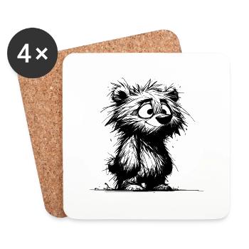 Dirty Fuzzy Bear Dessin pour enfants - Dessous de verre (lot de 4) - blanc - Devant