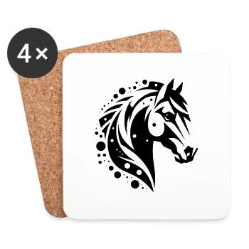 Stolzer Pferdekopf Vintage Porträt Pony Tattoo - Untersetzer (4er-Set) - Weiß - Vorne
