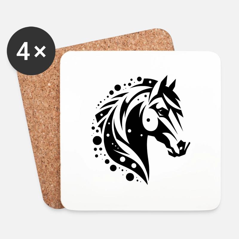 Stolzer Pferdekopf Vintage Porträt Pony Tattoo - Untersetzer (4er-Set) - Weiß