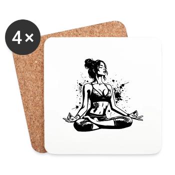 Yoga student doing relaxation exercise for the soul - Coasters (set of 4) - white - Front