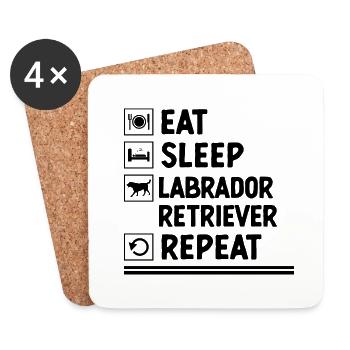 Manger Dormir Labrador Retriever Répéter Chien de laboratoire - Dessous de verre (lot de 4) - blanc - Devant
