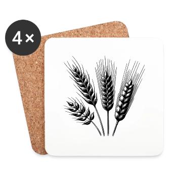 Différents types d’épis de céréales - Dessous de verre (lot de 4) - blanc - Devant