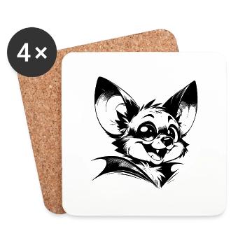 Chauve-souris rieuse bébé vampire dessin - Dessous de verre (lot de 4) - blanc - Devant